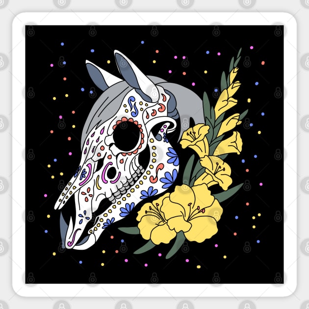 August's Gladiolus & Horse Skull Sticker by H. R. Sinclair